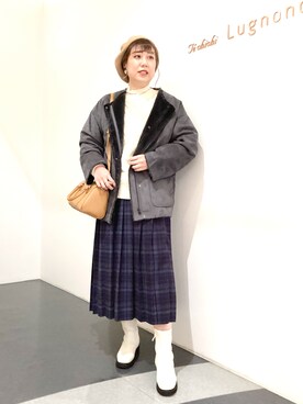 「ボストンバッグ」｜「アイテム（ノーカラーコート）」を使った、kloopさん（レディース・162cm）の秋コーディネート