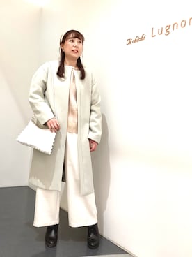 「Te chichi TERRASSE（テチチテラス）のアイテム（ノーカラーコート）」を使った、kloopさん（レディース・162cm）の冬コーディネート