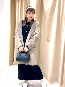 「ボストンバッグ」｜「アイテム（ノーカラーコート）」を使った、kloopさん（レディース・162cm）の秋コーディネート