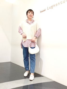 「オーバーサイズシャツ」｜「アイテム（その他）」を使った、kloopさん（レディース・162cm）の秋コーディネート