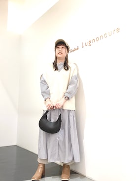 「ストライプワンピース」｜「アイテム（その他）」を使った、kloopさん（レディース・162cm）の秋コーディネート