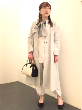 「Te chichi（テチチ）のアイテム（ノーカラーコート）」を使った、kloopさん（レディース・162cm）の冬コーディネート
