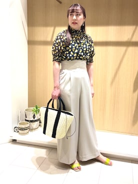 「ハイウエストパンツ」｜「アイテム（その他）」を使った、kloopさん（レディース・162cm）の春コーディネート