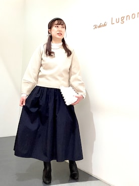 「タフタスカート」｜「アイテム（その他）」を使った、kloopさん（レディース・162cm）の冬コーディネート