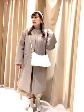 「Te chichi TERRASSE（テチチテラス）のアイテム（ノーカラーコート）」を使った、kloopさん（レディース・162cm）の冬コーディネート