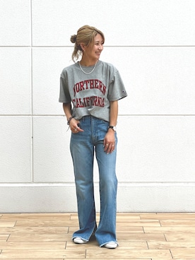 「フレアデニム」｜haruさん（レディース・160cm）の夏コーディネート