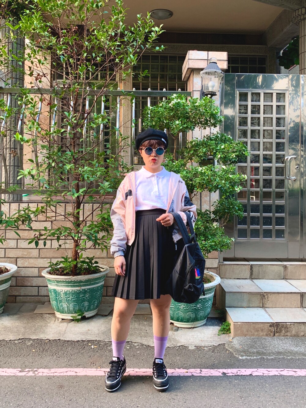 「無印良品のアイテム（ポロシャツ、ホワイト系）」を使った、★Yuki☆ 🇹🇼さん（レディース・157cm）の春コーディネートの1枚目の写真
