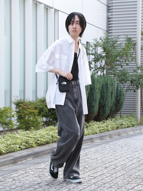 セール】【SETUP7】ルーズストレートケミカルウォッシュデニムパンツ