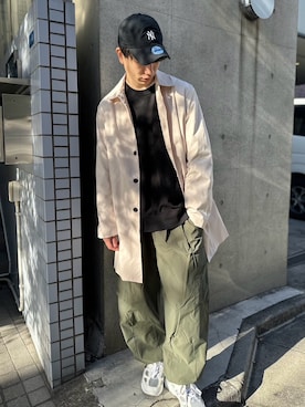 「冬」｜「アイテム（トレンチコート）」を使った、setup7_menさん（メンズ・184cm）の冬コーディネート