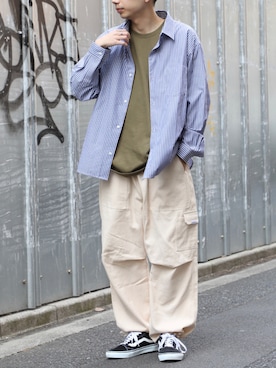 「VANS（バンズ）の【 VANS / ヴァンズ 】 < 限定展開 > OLD SKOOL BLACK SUEDE × CANVAS オールドスクール ブラック スウェード × キャンバス VN000D3HY28 USA企画（スニーカー）」を使った、setup7_menさん（メンズ・184cm）の春コーディネート