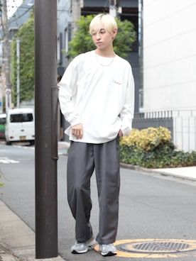 「WYM LIDNM（ウィム バイ リドム）のアイテム（アクセサリー）」を使った、setup7_menさん（メンズ・176cm）の秋コーディネート