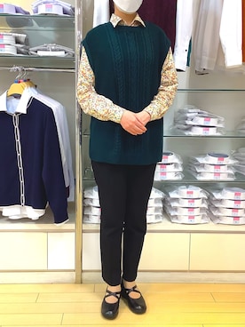 「アイテム（ビジネスシャツ、ベージュ系）」を使った、BRICK HOUSE シャツ工房 大泉学園ゆめりあ店さん（レディース・157cm）の秋コーディネート