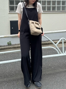 「russet（ラシット）のトラベル2WAYショルダーバッグ（ショルダーバッグ、ベージュ系）」を使った、yktさん（レディース・158cm）の夏コーディネート