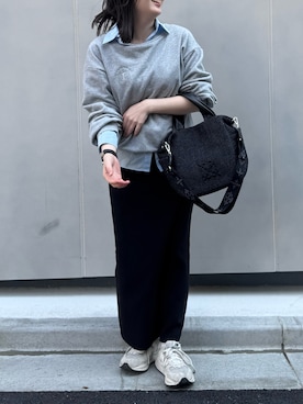 「russet（ラシット）のナイロンラフィア2WAYトートバッグ（トートバッグ、ブラック系）」を使った、yktさん（レディース・158cm）の春コーディネート