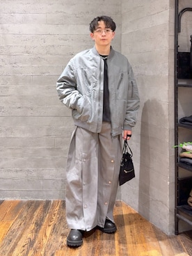 「アイテム（MA-1）」を使った、HARE     もりたいさん（メンズ・168cm）の秋コーディネート