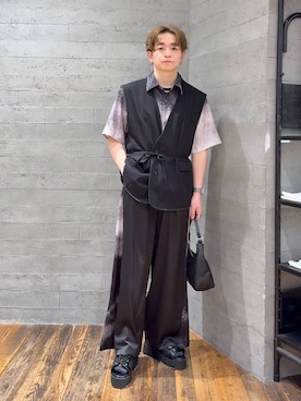 「HARE（ハレ）の【SET UP対応 接触冷感】カットオフベスト(HARE)（ベスト、ブラック系）」を使った、HARE     もりたいさん（メンズ・168cm）の春コーディネート