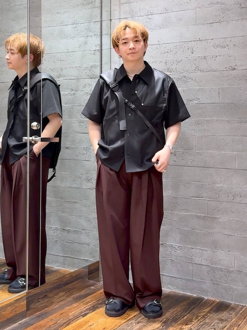 HARE CRカットオフベスト& CRアシメワイドトラウザー setupブラウン HARE（ハレ） スラックス 「SET UP対応 接触冷感」ディープタック