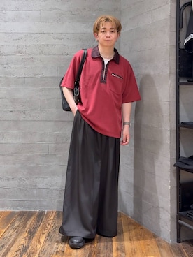 「HARE（ハレ）の【接触冷感】ユルネックBASICカット(HARE)（Tシャツ/カットソー、ホワイト系）」を使った、HARE     もりたいさん（メンズ・168cm）の夏コーディネート