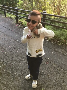 「off white（オフホワイト）のアイテム」を使った、rukiya1021さん（キッズ・123cm）の春コーディネート