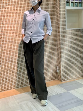 「アイテム（ビジネスシャツ）」を使った、BRICK HOUSE シャツ工房 葛西アリオ店さん（レディース・170cm）の夏コーディネート