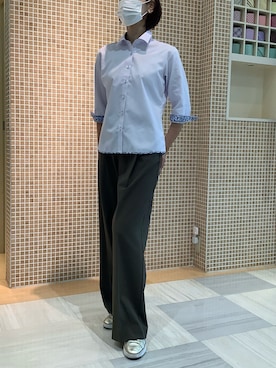 「アイテム（ビジネスシャツ）」を使った、BRICK HOUSE シャツ工房 葛西アリオ店さん（レディース・170cm）の夏コーディネート