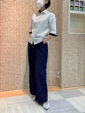 「アイテム（ビジネスシャツ）」を使った、BRICK HOUSE シャツ工房 葛西アリオ店さん（レディース・170cm）の夏コーディネート