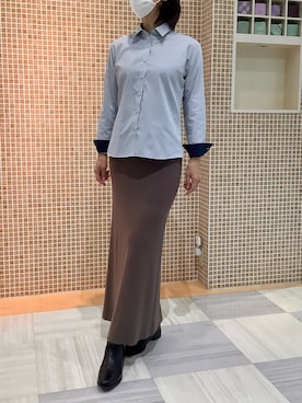 「アイテム（ビジネスシャツ）」を使った、BRICK HOUSE シャツ工房 葛西アリオ店さん（レディース・170cm）の秋コーディネート
