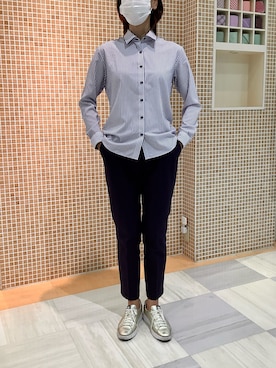 「アイテム（ビジネスシャツ）」を使った、BRICK HOUSE シャツ工房 葛西アリオ店さん（レディース・170cm）の秋コーディネート