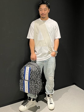 「みんなの白Tフェス」｜「アイテム（バックパック/リュック）」を使った、Y. SHOTAROさん（メンズ・163cm）の夏コーディネート