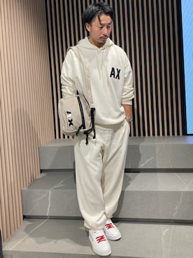 「ARMANI EXCHANGE（アルマーニエクスチェンジ）のアイテム（パーカー）」を使った、Y. SHOTAROさん（メンズ・163cm）の夏コーディネート
