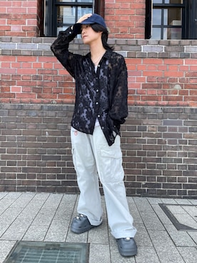 「OVERRIDE（オーバーライド）のOVERRIDE  PE SUEDE 6P CAP / オーバーライド（キャップ、ブルー系）」を使った、Rin⚡️さん（メンズ・165cm）の夏コーディネート