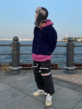 「NEW ERA（ニューエラ）のアイテム（ハット）」を使った、Rin⚡️さん（メンズ・165cm）の秋コーディネート