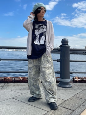 「アイテム（ハンチング/ベレー帽、ブルー系）」を使った、Rin⚡️さん（メンズ・165cm）の秋コーディネート