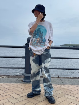 「KANGOL（カンゴール）のアイテム」を使った、Rin⚡️さん（メンズ・165cm）の夏コーディネート