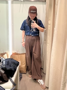 「アイテム（デニムジャケット）」を使った、napoblackさん（レディース・158cm）の秋コーディネート