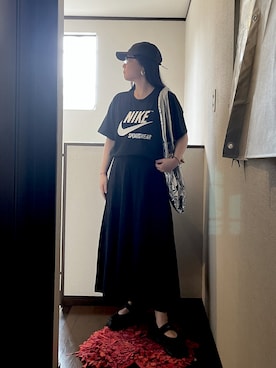 「CITEN（シテン）の＜CITEN＞3Dエンブロイダリーキャップ（キャップ）」を使った、napoblackさん（レディース・158cm）の夏コーディネート