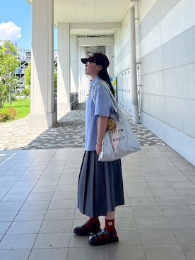 「サンダルに靴下」｜「アイテム（キャップ）」を使った、napoblackさん（レディース・158cm）の夏コーディネート