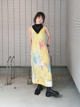 「Dr. Martens（ドクターマーチン）のDr. Martens/ドクターマーチン MAYBOLE オープン トゥ サンダル 40916001（サンダル、ブラック系）」を使った、ery928 さん（レディース・152cm）の夏コーディネート