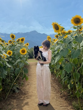 「MOUSSY（マウジー）のアイテム（パンツ、ベージュ系）」を使った、ery928 さん（レディース・152cm）の夏コーディネート
