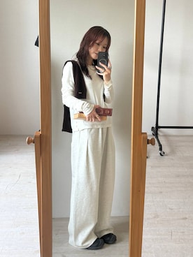 「JEANASIS（ジーナシス）の【フィー企画】ベロアサイドスナップロンT/1048179（Tシャツ/カットソー、ホワイト系）」を使った、HARUさん（レディース・163cm）の夏コーディネート