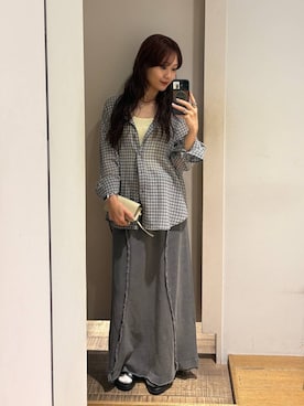 「JEANASIS（ジーナシス）のウェーブスウェットナロースカート/654900（スカート、グレー系）」を使った、HARUさん（レディース・163cm）の春コーディネート