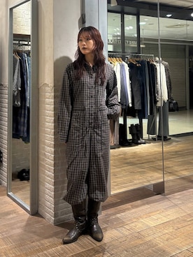「アイテム（つなぎ/オールインワン、ブラウン系）」を使った、HARUさん（レディース・163cm）の秋コーディネート