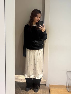 「JEANASIS（ジーナシス）のアシメバイカラードルマンLS TEE/1067545（Tシャツ/カットソー、ブラック系）」を使った、HARUさん（レディース・163cm）の夏コーディネート