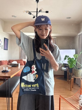 「JEANASIS（ジーナシス）のバックタックコクーンパンツ/663465（スラックス、グレー系）」を使った、HARUさん（レディース・163cm）の夏コーディネート