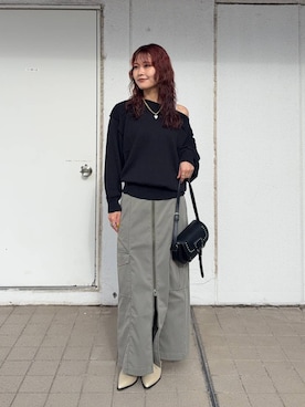 「JEANASIS（ジーナシス）のガラスハート2レンネックレス/1056979（ネックレス、ホワイト系）」を使った、HARUさん（レディース・163cm）の秋コーディネート