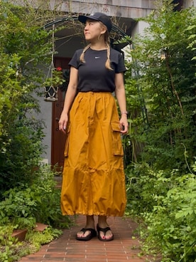 「NIKE(ナイキ)のアイテム(Tシャツ/カットソー)」を使った、Kanaeさん(レディース・155cm)の夏コーディネート