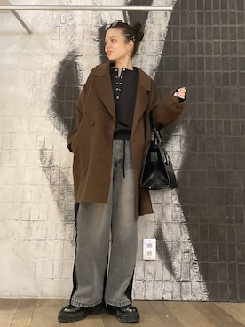 「アイテム（ピーコート）」を使った、AI_YOSHIHARAさん（レディース・165cm）の冬コーディネート