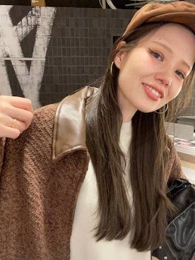 「アイテム（ハンチング/ベレー帽）」を使った、AI_YOSHIHARAさん（レディース・165cm）の秋コーディネート