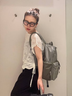 「LOWRYS FARM（ローリーズファーム）のＥＹＥＷＥＡＲ　128533（メガネ、ベージュ系）」を使った、AI_YOSHIHARAさん（レディース・165cm）の夏コーディネート