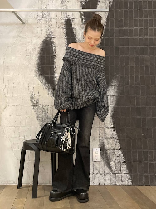 ランダムリブオフショルプルオーバー/603805（ニット/セーター